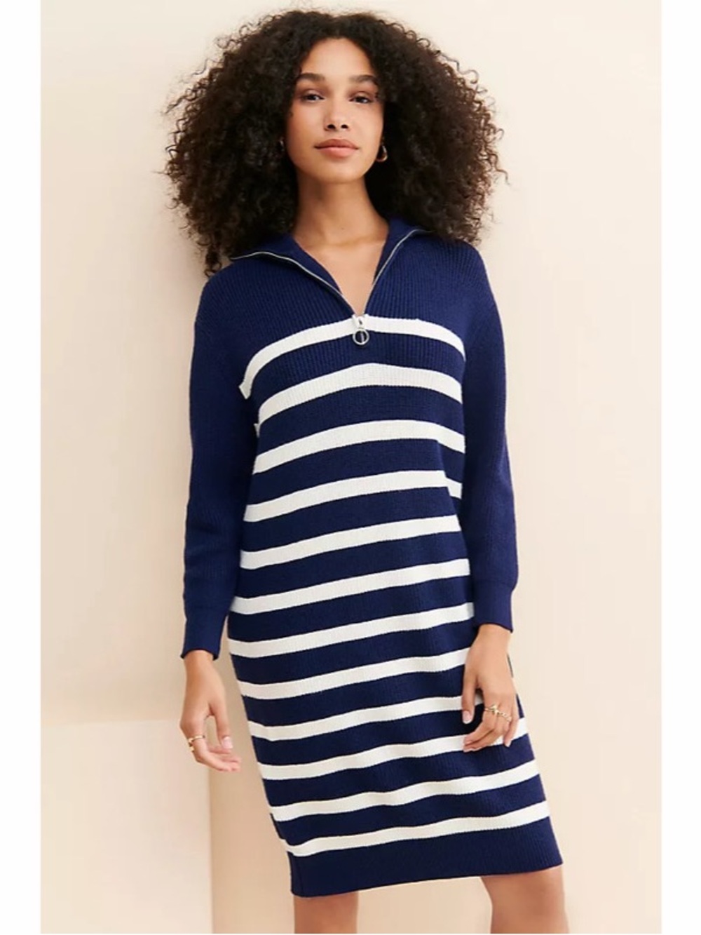 Anthropologie Callahan Cara Striped Dress Navy Blue Womens Size‎ XL